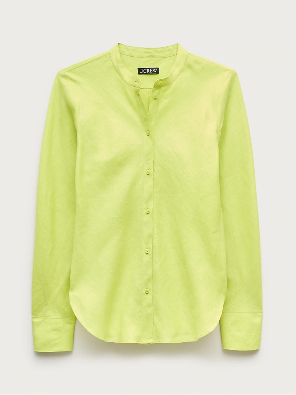 J.Crew Women Size 12 Bias-cut lime linen shirt
